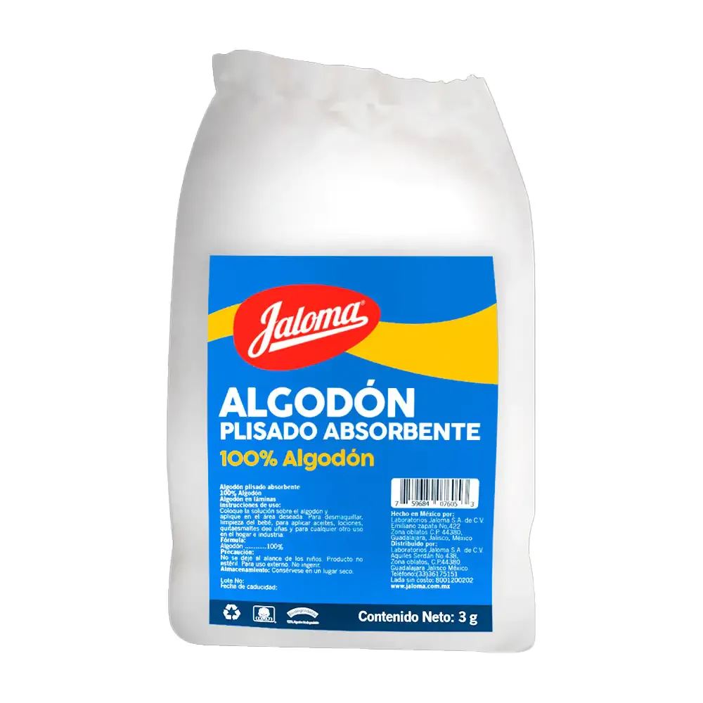1pz bolsa con algodón plisado absorbente jaloma, 3g / 076053