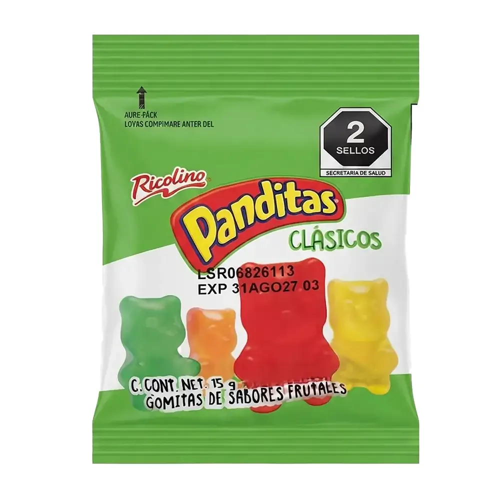 1pza mini bolsa con panditas ricolino clásicos, 15g / panditas