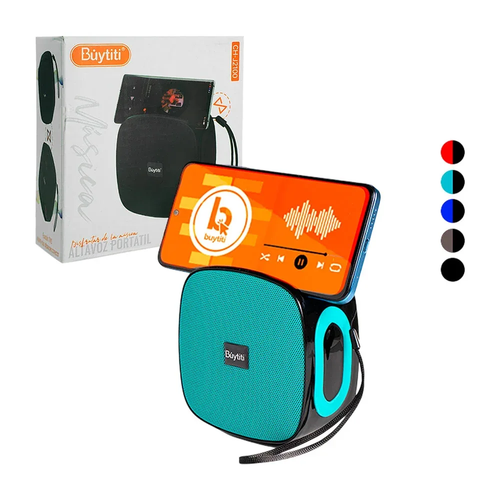 Bocina pequeña cuadrada, inalámbrica con soporte, puerto usb, tf, radio, surtido
