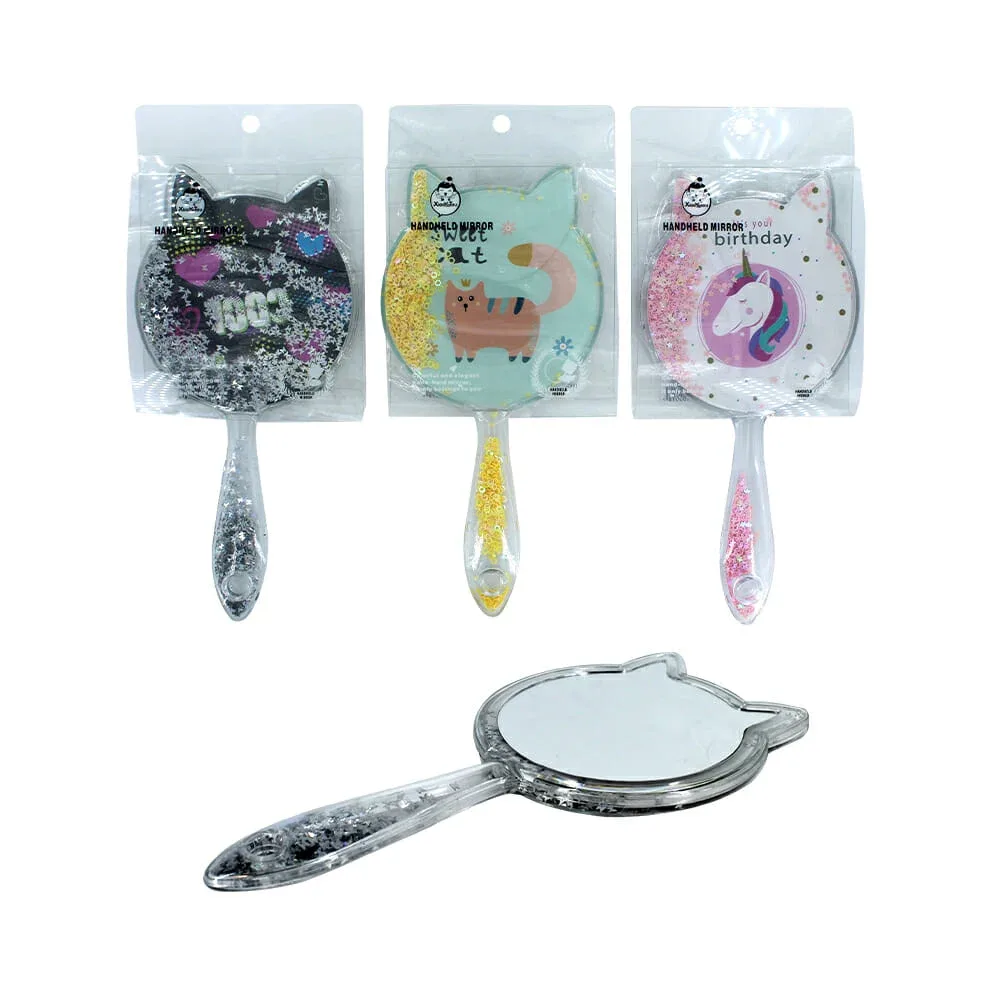 Espejo de mano en forma de gato con encapsulado de figuras sz-37