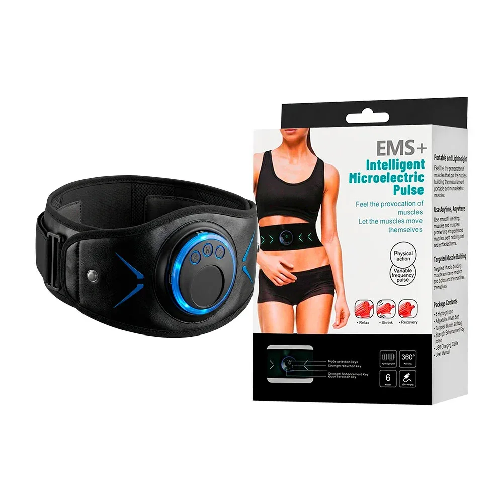 Faja cinturón inteligente ems+ con pulsaciones micro eléctricas, almohadilla de hidrogel, 6 modos y cargador usb / 81025