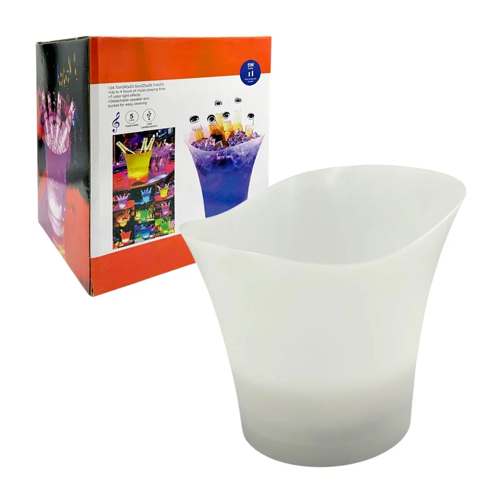 Bocina bluetooth con luces RGB, con diseño de cubeta transparente con capacidad de 5l / 02052