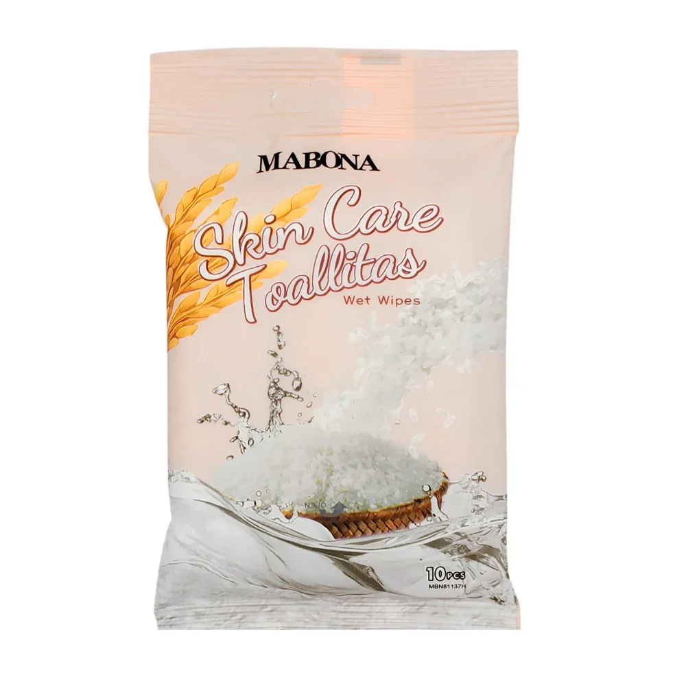 Paquete mabona con 10 toallitas húmedas, extracto natural de arroz / mbn81137h