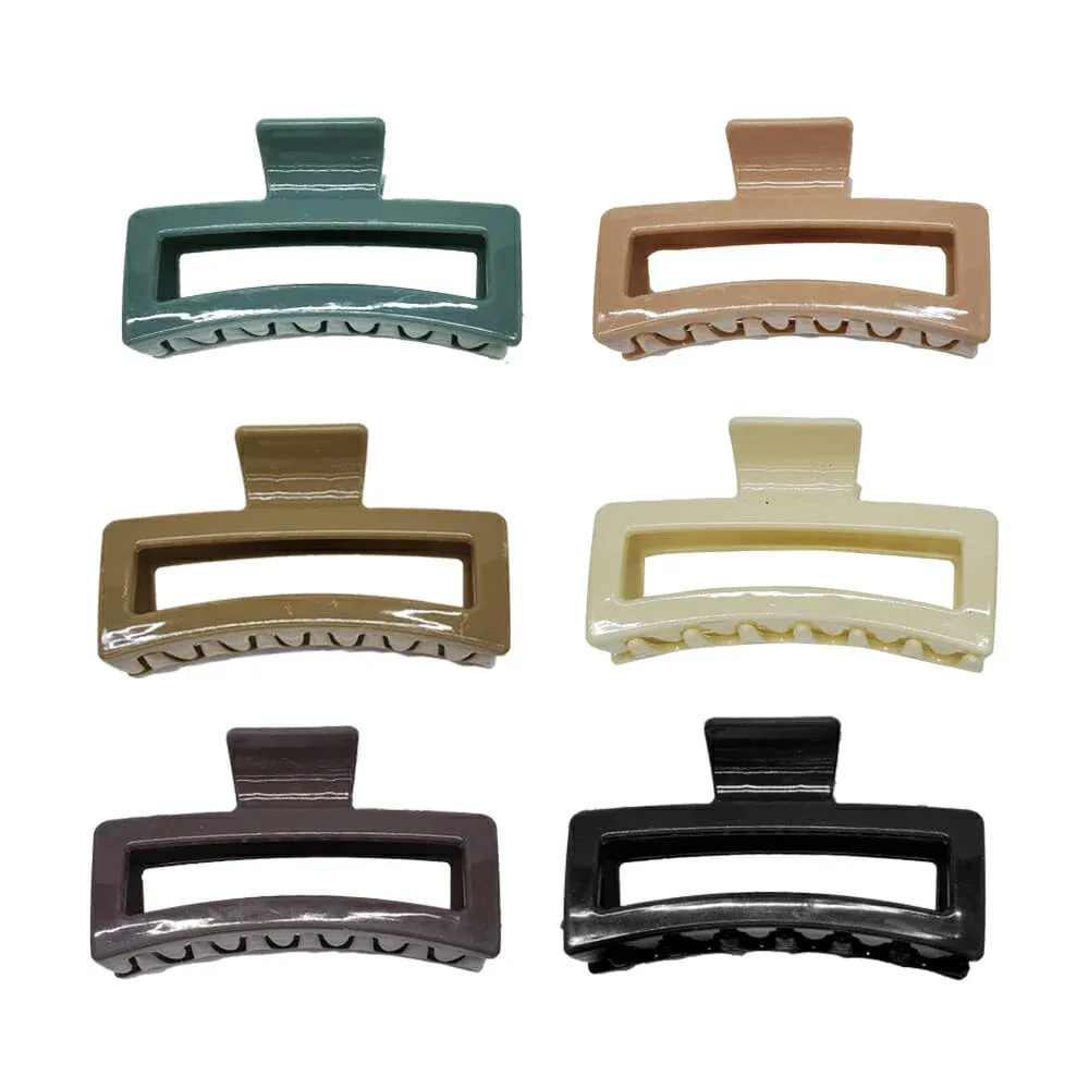 Paquete 12 pinzas grandes rectangulares para el cabello, variedad de colores / 23-fs-026