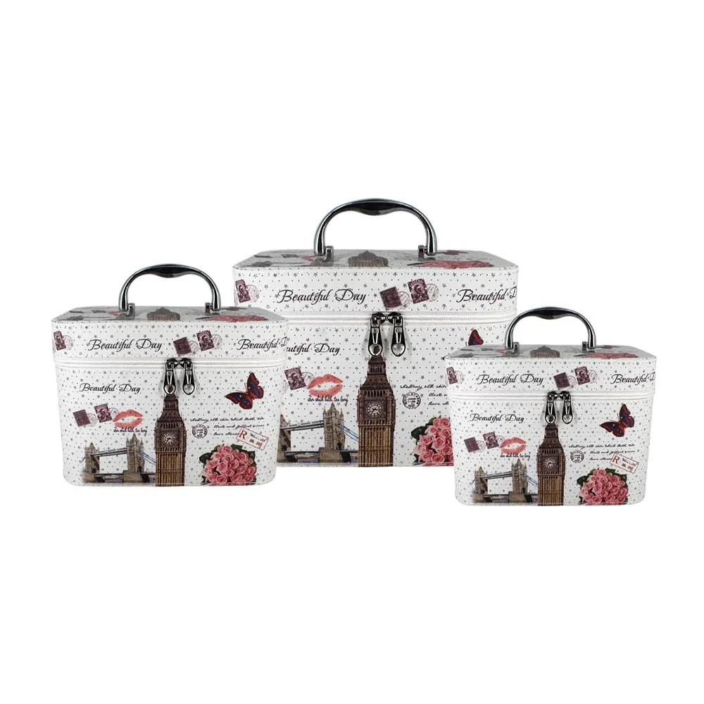 Set de 3 cosmetiqueras rectangulares con mini espejo, variedad de modelos / beautiful day
