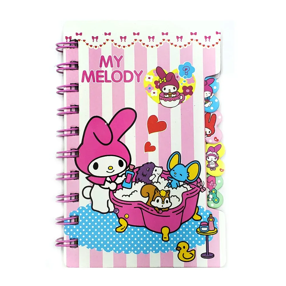 1pza Mini libreta con 4 separadores y diseño de personajes hello kitty, variedad de colores / 80k-3 / 80k-1 / cy-025-1 / cy-025-4
