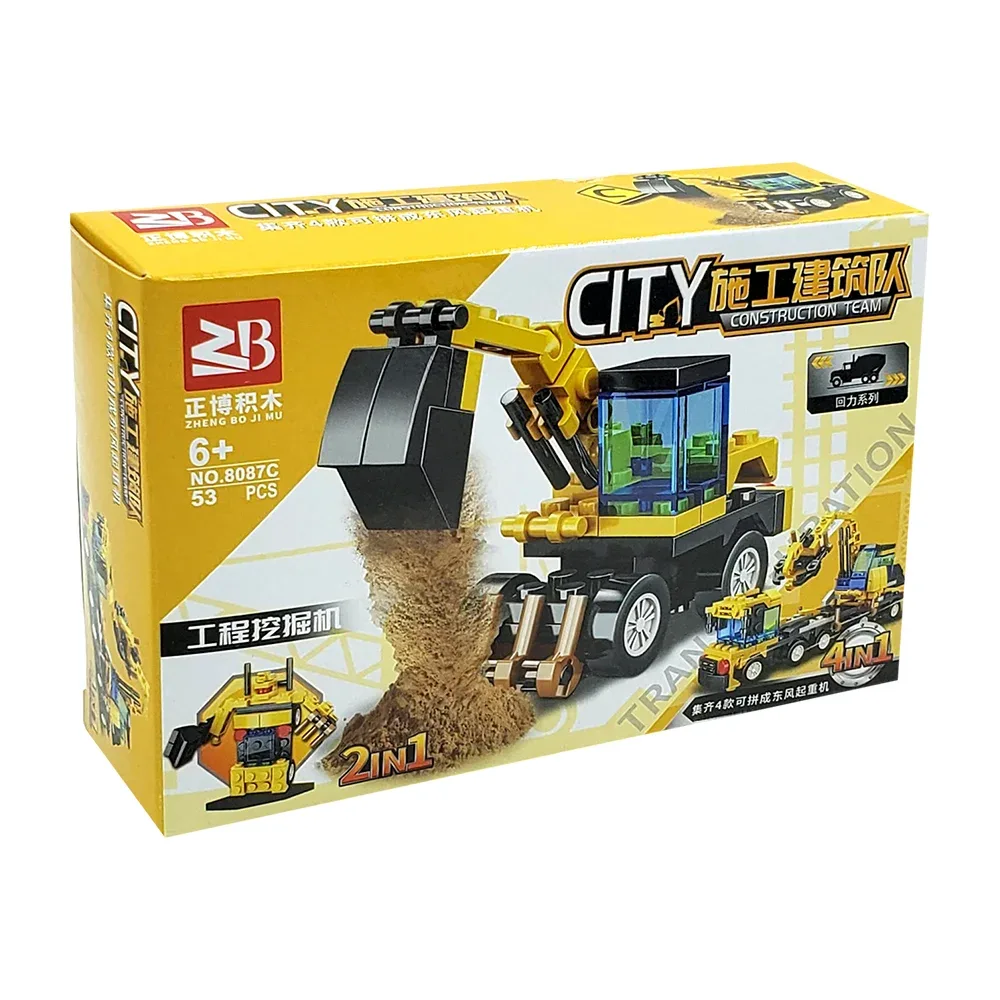 Juguete armable con mini bloques de 50 a 54 piezas en forma de camión de construcción, variedad de modelos / city construction team / xj-8087