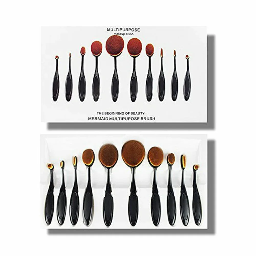 Set 10 brochas oval de maquillaje, multifuncionales / multipurpose br-01
