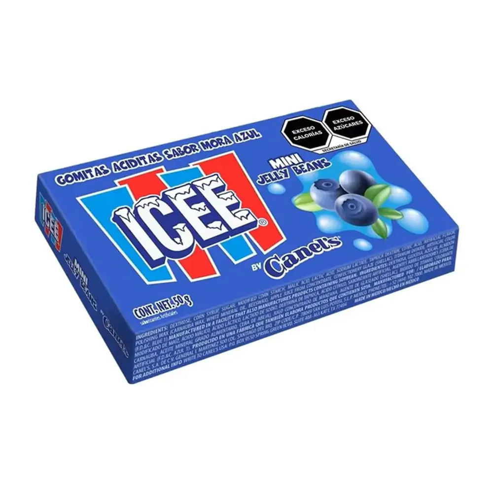 Gomitas icee mini jelly beans sabor mora azul, 50g / 701351