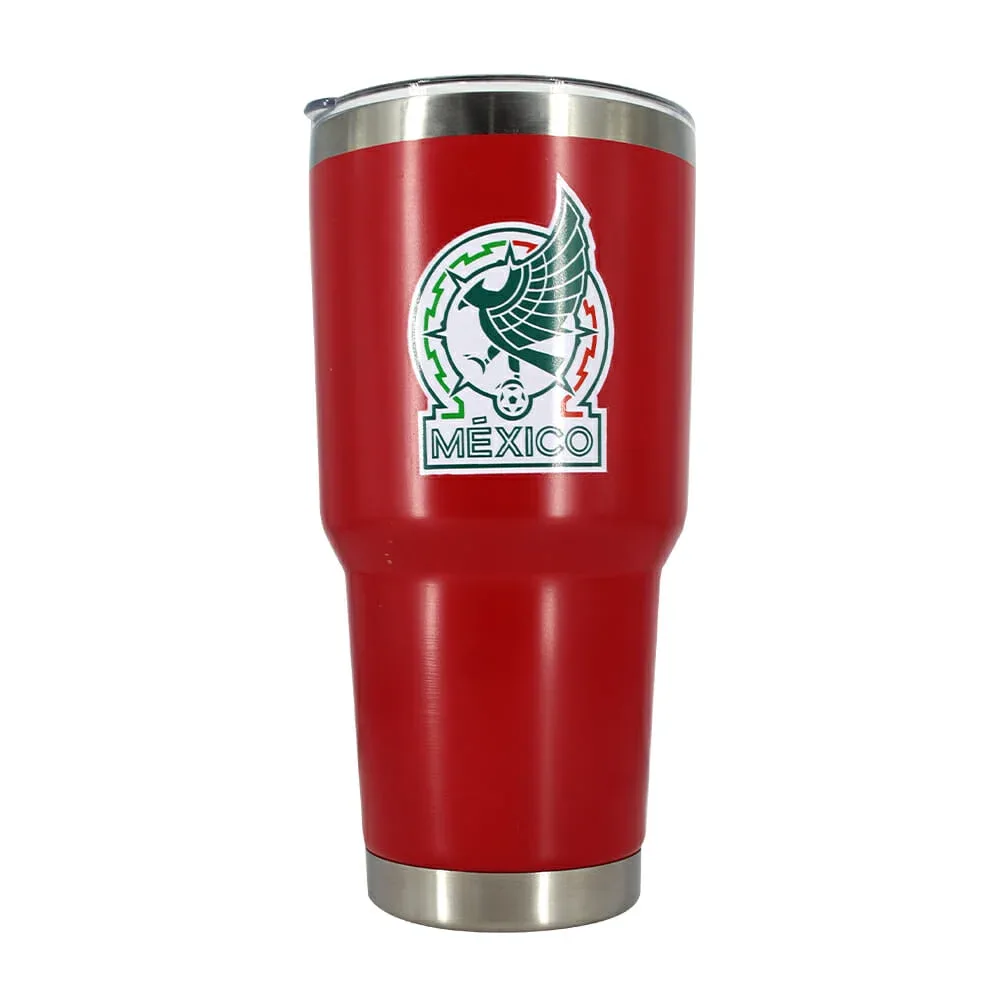 Termo liso grande de acero inoxidable con estampado de la selección mexicana / bz413