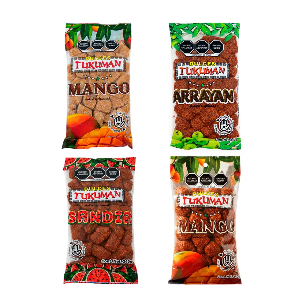 1pza bolsa de dulces tukuman artesanales, espolvoreado con chile o azúcar, 240g, variedad