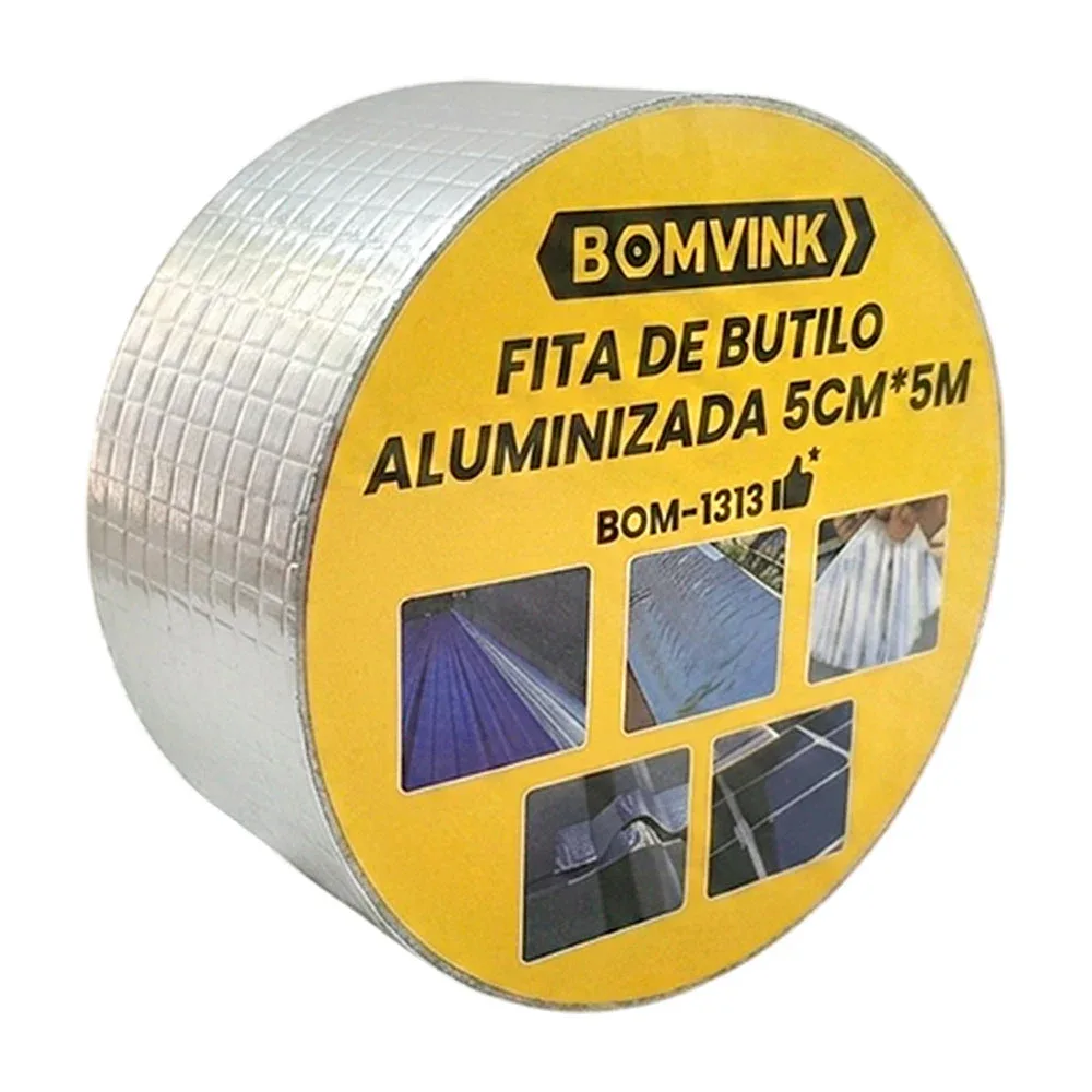 Cinta adhesiva selladora de butilo con recubrimiento de aluminio, 5cm x 5m