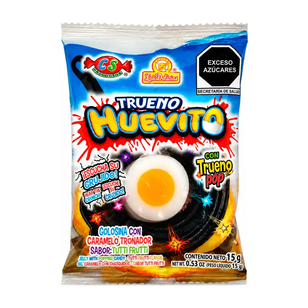 1pz sobre las delicias trueno huevito gomita con trueno pop sabores frutales, 15g / 019193