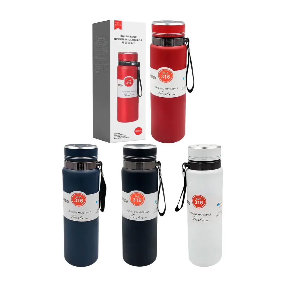 Termo de acero inoxidable con capacidad de 1000ml, infusor, cierre hermético y asa / mb-63 / mb63