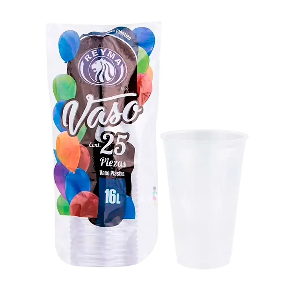 Paquete reyma con 25 vasos plásticos largos #16 / 800121