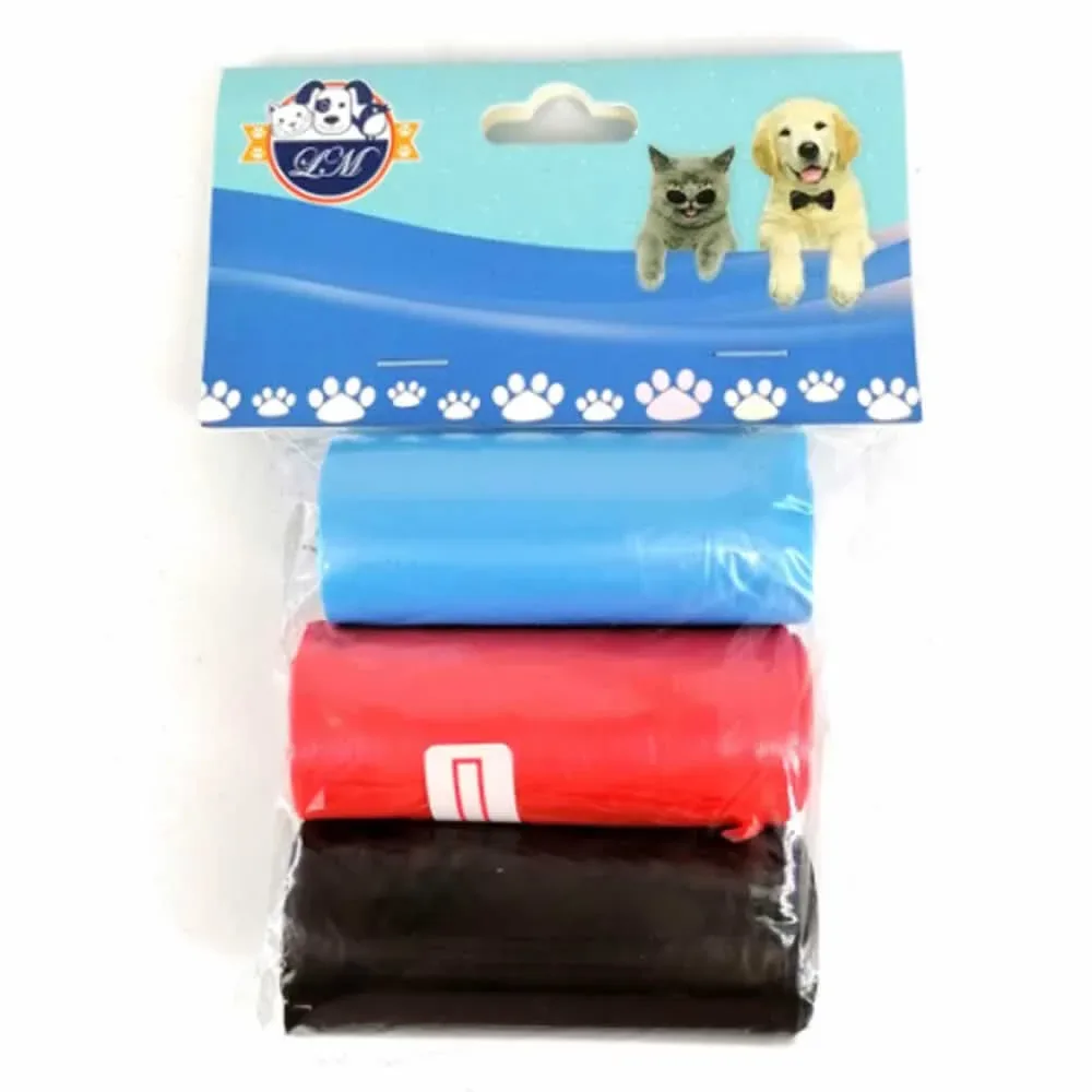 Blíster con 3 piezas de bolsas plegables para heces de perros y gatos, variedad de colores / jr1061