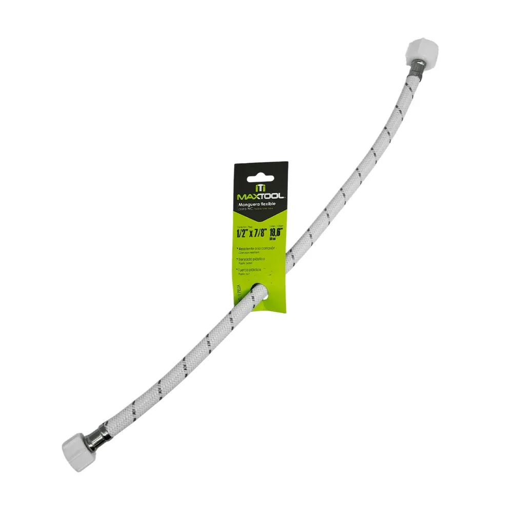 Manguera flexible maxtool de 50cm con conector de 1/2 y 7/8 pulgada para wc baño / 307632