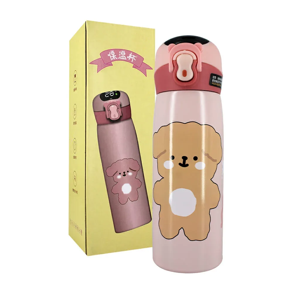 Termo de acero inoxidable con medidor de temperatura, con diseño kawaii, variedad de colores / yc8012