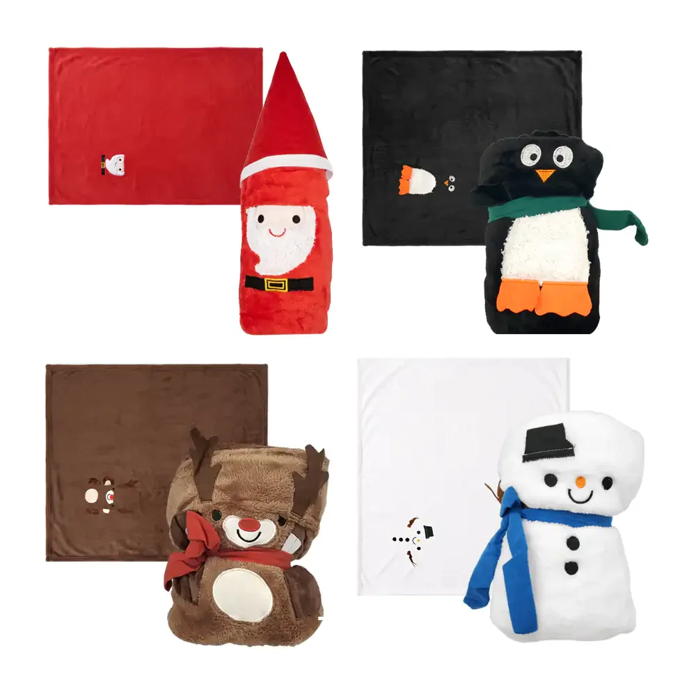 Cobija / cobertor afelpado con estampado navideño, variedad de colores y diseños / lu3323