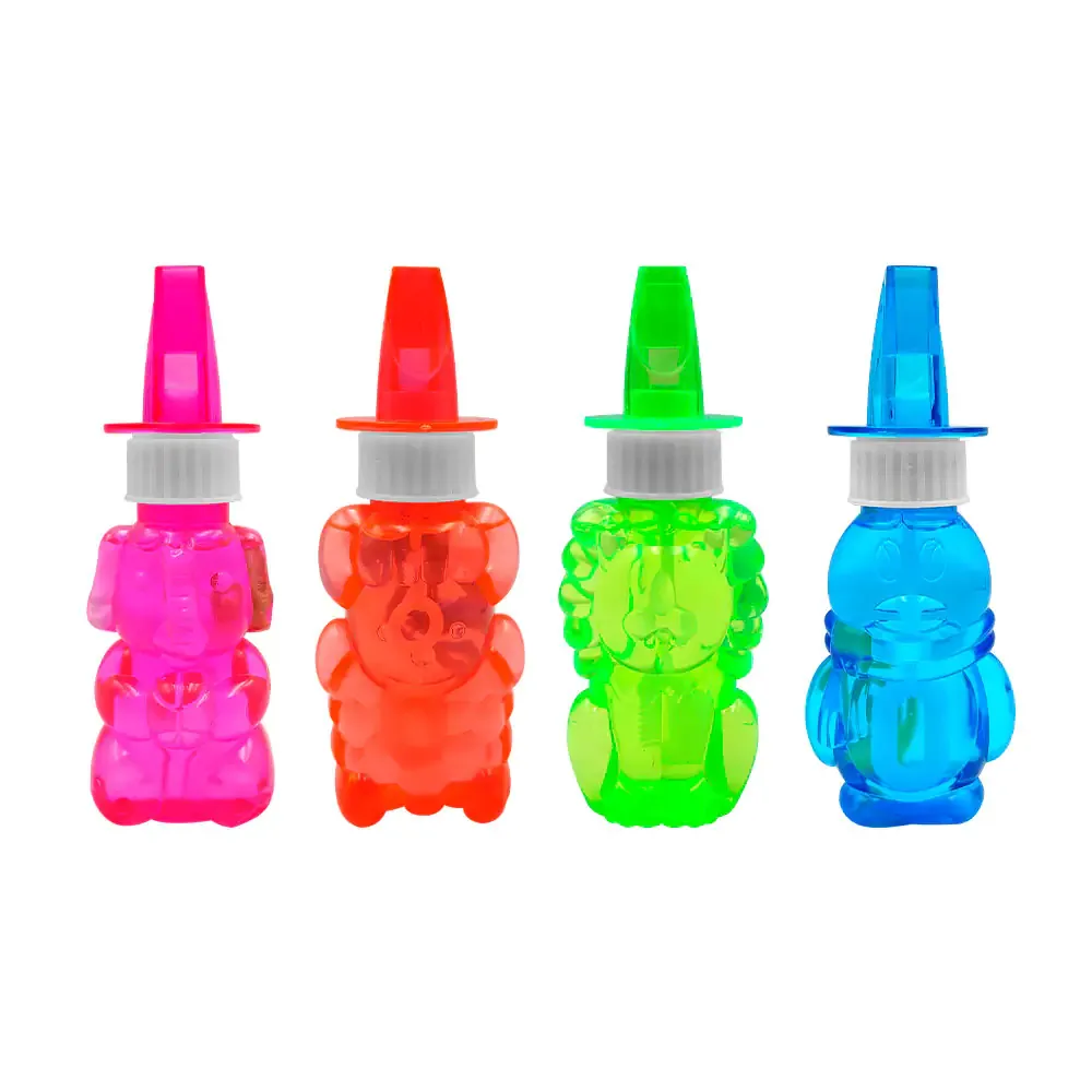 1pza mini burbujero en forma de animalitos, 13cm + silbato, variedad de modelos y colores/ pps-10