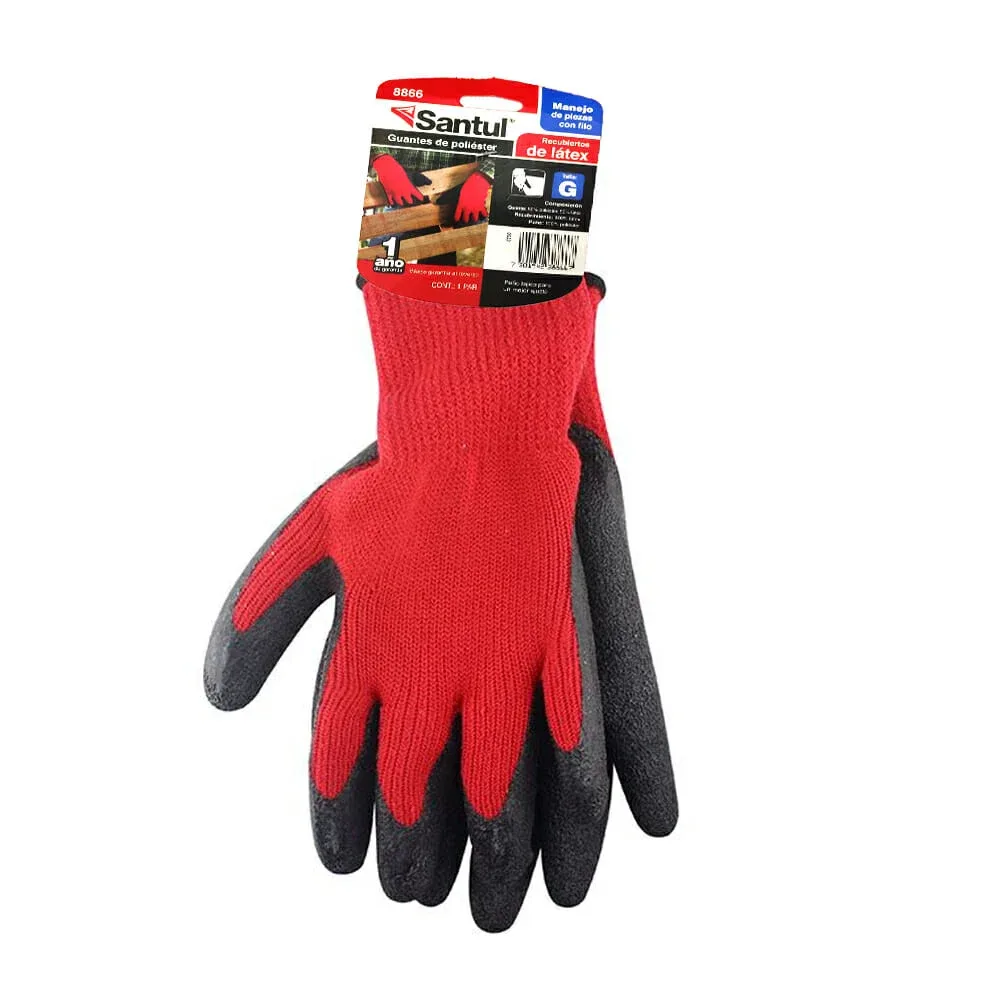 Par de guantes de poliéster talla grande con recubrimiento de látex anti cortes / 8866