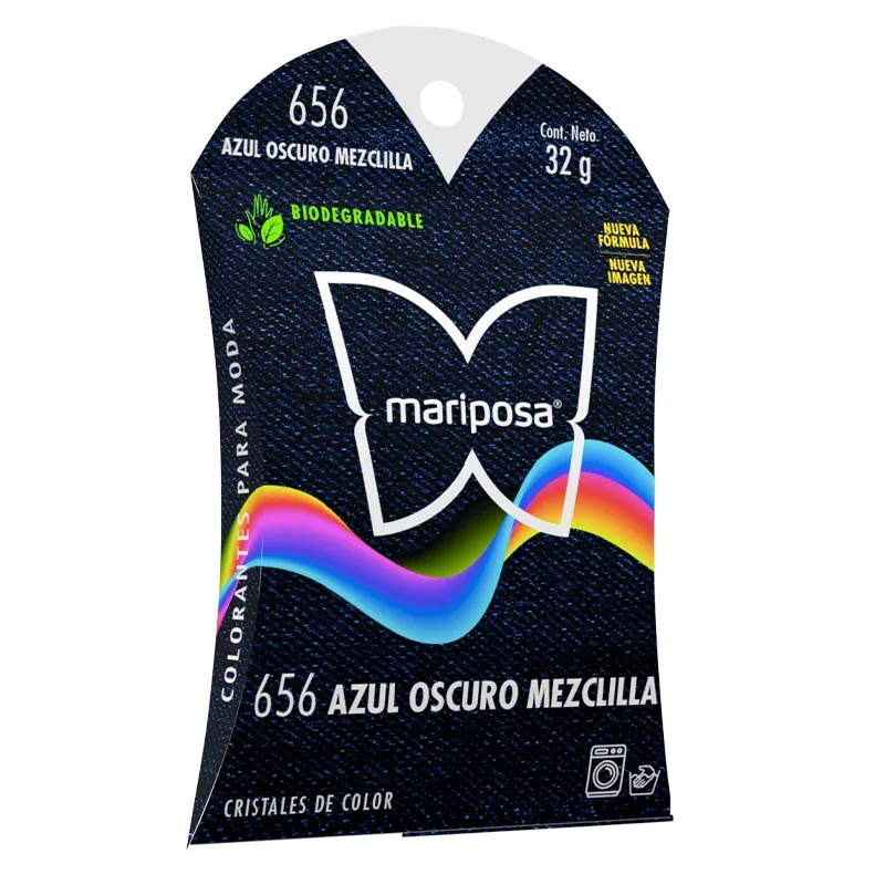Colorante en cristales de color azul oscuro mezclilla no. 656 con 32g, para ropa / mariposa