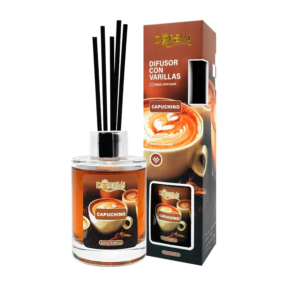 Aromatizante - difusor con varillas en frasco de 120ml, aroma capuchino / 426665