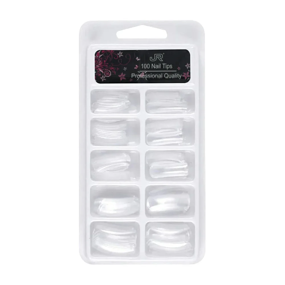 Set con 100 uñas postizas / tips curvas o ballerina transparentes / 100 nail tips / 3a-2-6