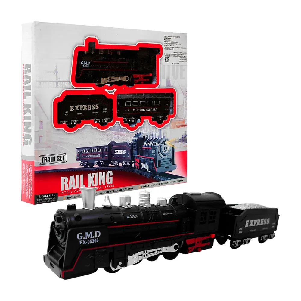 Pista armable de juguete con tren express + luces y sonido / rail king / 19051-1