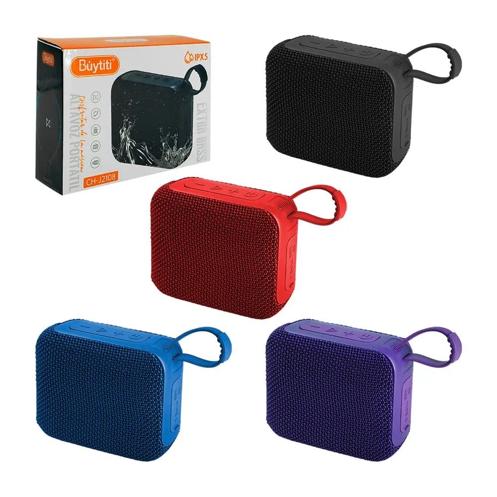 Bocina inalámbrica pequeña, cuadrada con sonido 360, puerto usb, tf y radio