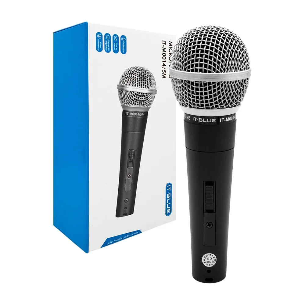 Micrófono alámbrico it blue, 3 pines + cable xlr de 5m / it-m0014