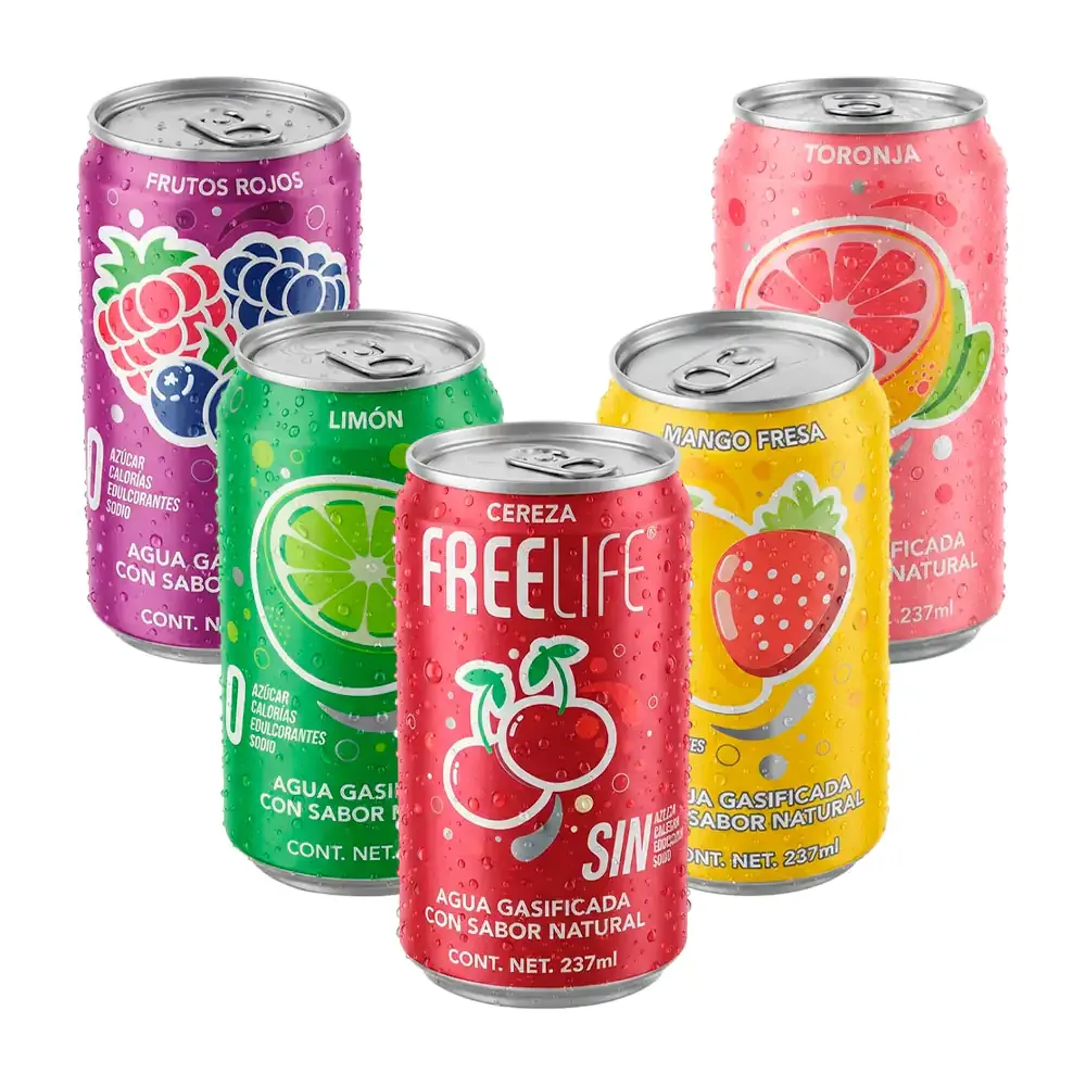 1pza agua gasificada freelife con sabor natural, 237ml, variedad de sabores / freelife