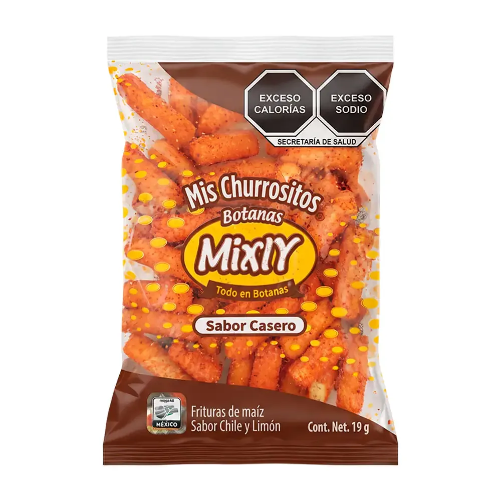 1pza churrositos mixly, botana de maíz cubierta de chile y limón 19g / 285002