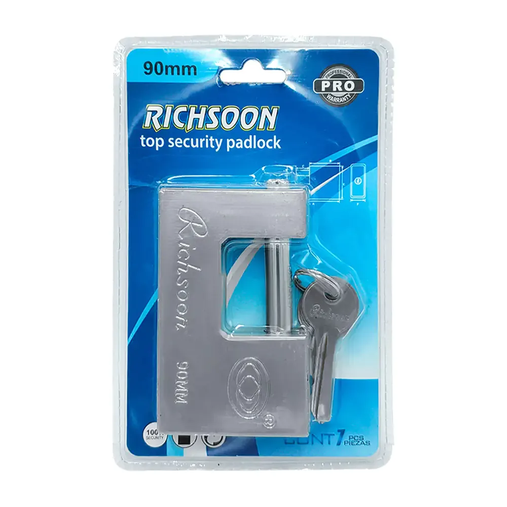 Candado tipo bloque - antirrobo de acero richsoon con juego de 3 llaves, 90mm