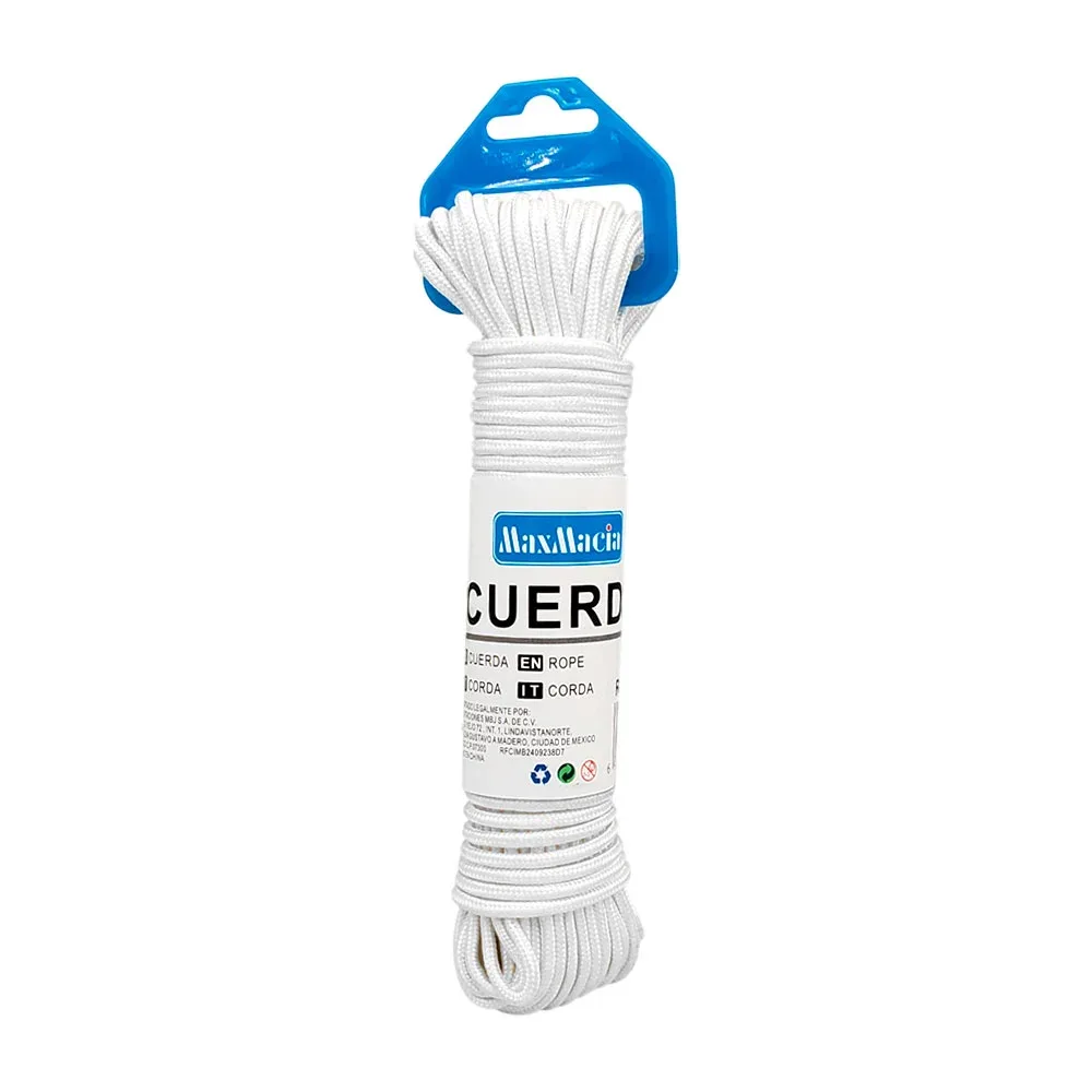 Cuerda trenzada tipo lazo reforzado para colgar ropa maxmacia medida 0.4cm x 20m