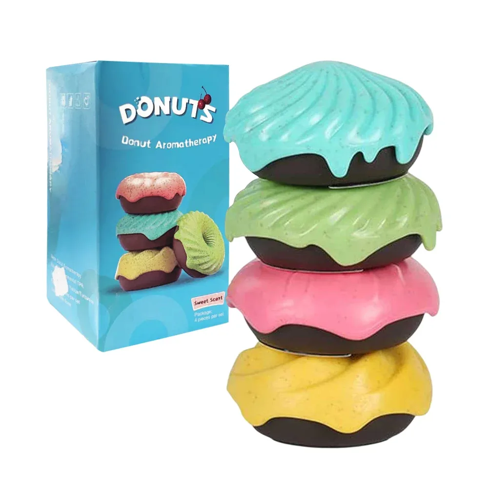 Paquete con 4 donas de aromaterapia con aromatizantes, variedad de colores