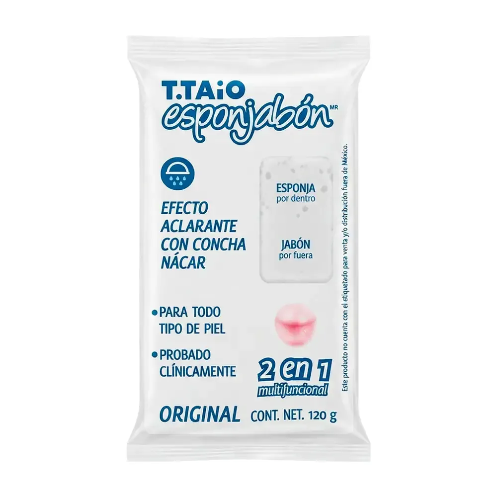 1pz esponjabón t.taio 2 en 1 efecto aclarante con concha nácar 120g / 305854