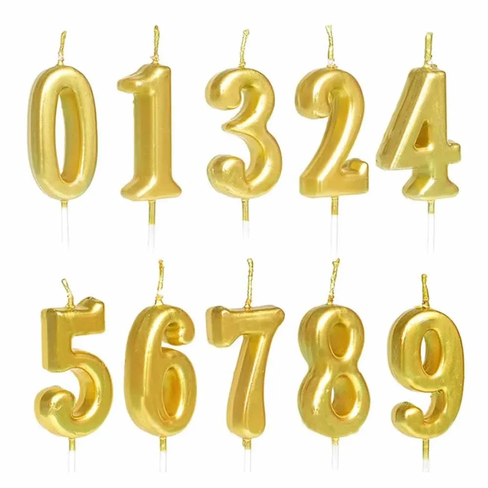 1pza Vela de cumpleaños metálica con forma de número, variedad de colores / 7186 / 13273