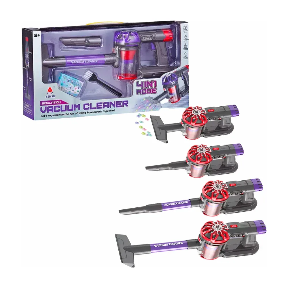 Aspiradora de juguete 4 en 1 con recipiente de almacenamiento, boquilla intercambiable, cepillo y caja de bolitas / vacuum cleaner