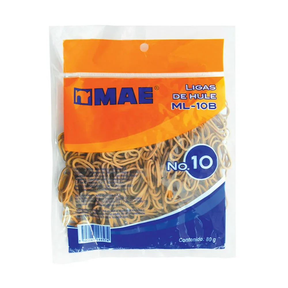 Bolsa con ligas mae no.10 de hule natural, 80g