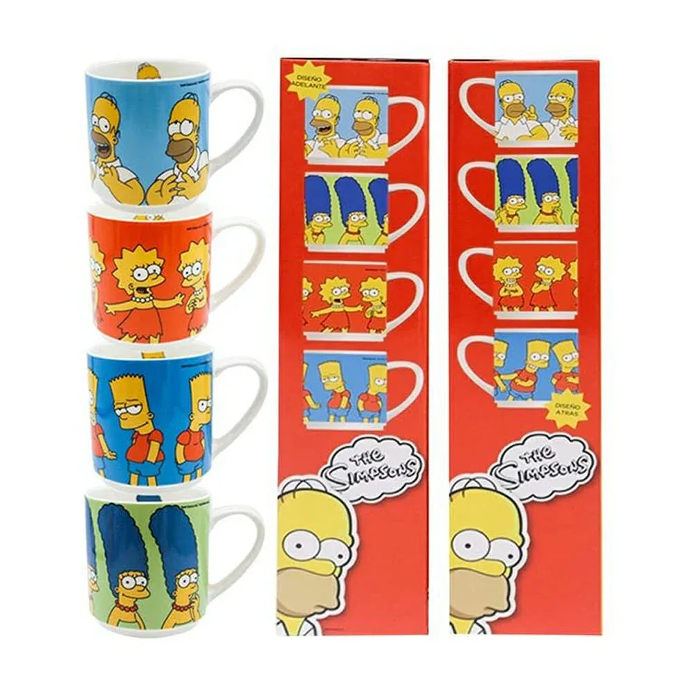 Juego 4 tazas de porcelana apilables de 330ml con diseño de los simpsons 1754-40