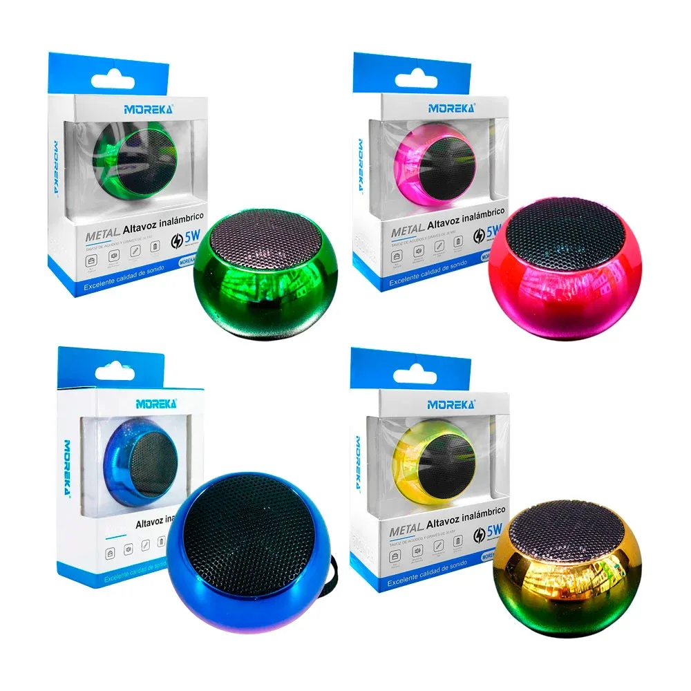 Mini bocina inalámbrica bluetooth recargable metálica, variedad de colores / moreka-410