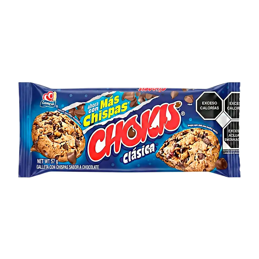 Paquete de galletas chokis clásica, 6 galletas con chispas de chocolate, 57g / 008926