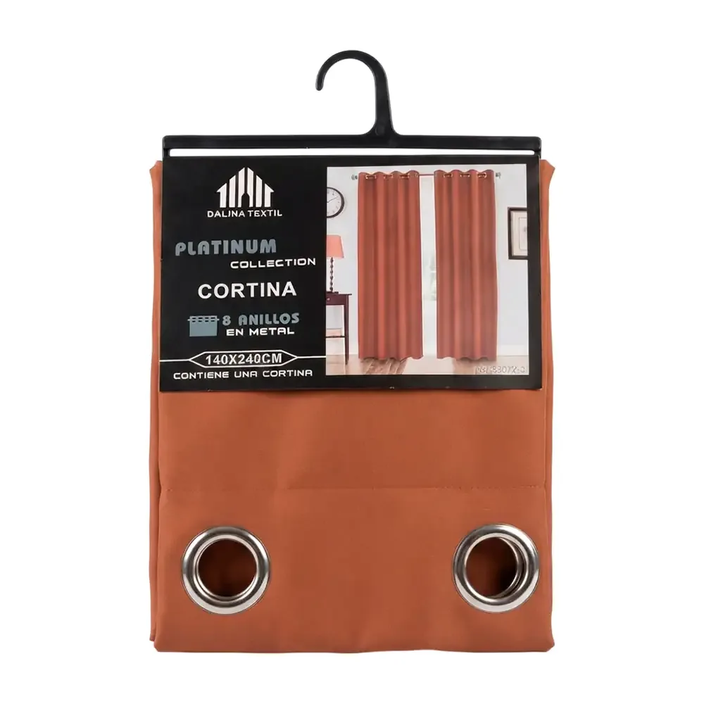 Cortina de tela tipo blackout, color café con textura lisa / 83072-3