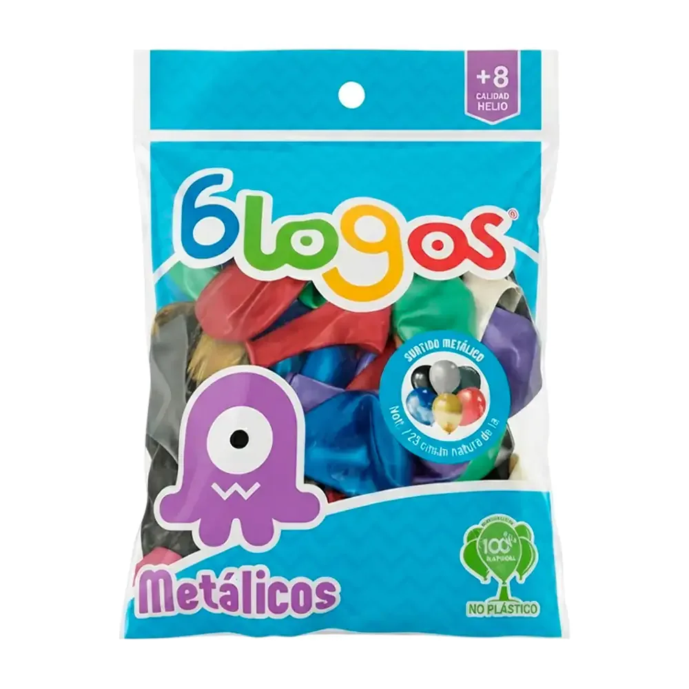 Paquete con 50 globos de 9 pulgadas - 23cm, surtido de tonos metálicos / 455937