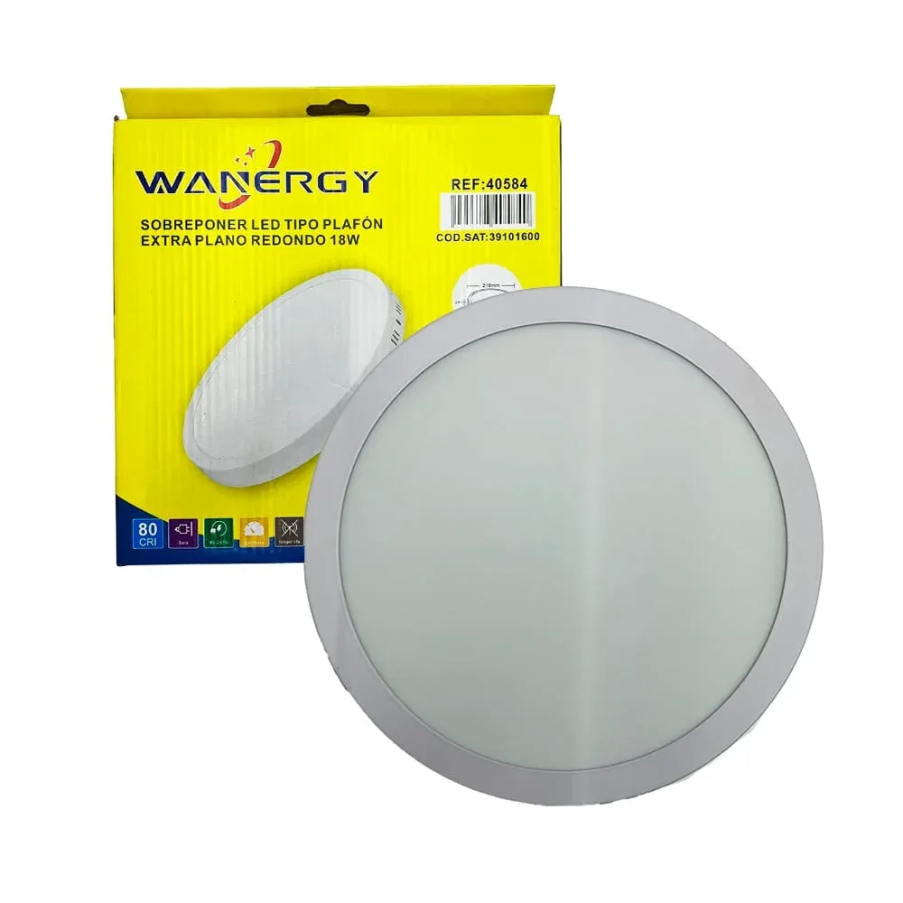 Lámpara led tipo plafón redondo wanergy para sobreponer con consumo de 18 watts / 405840