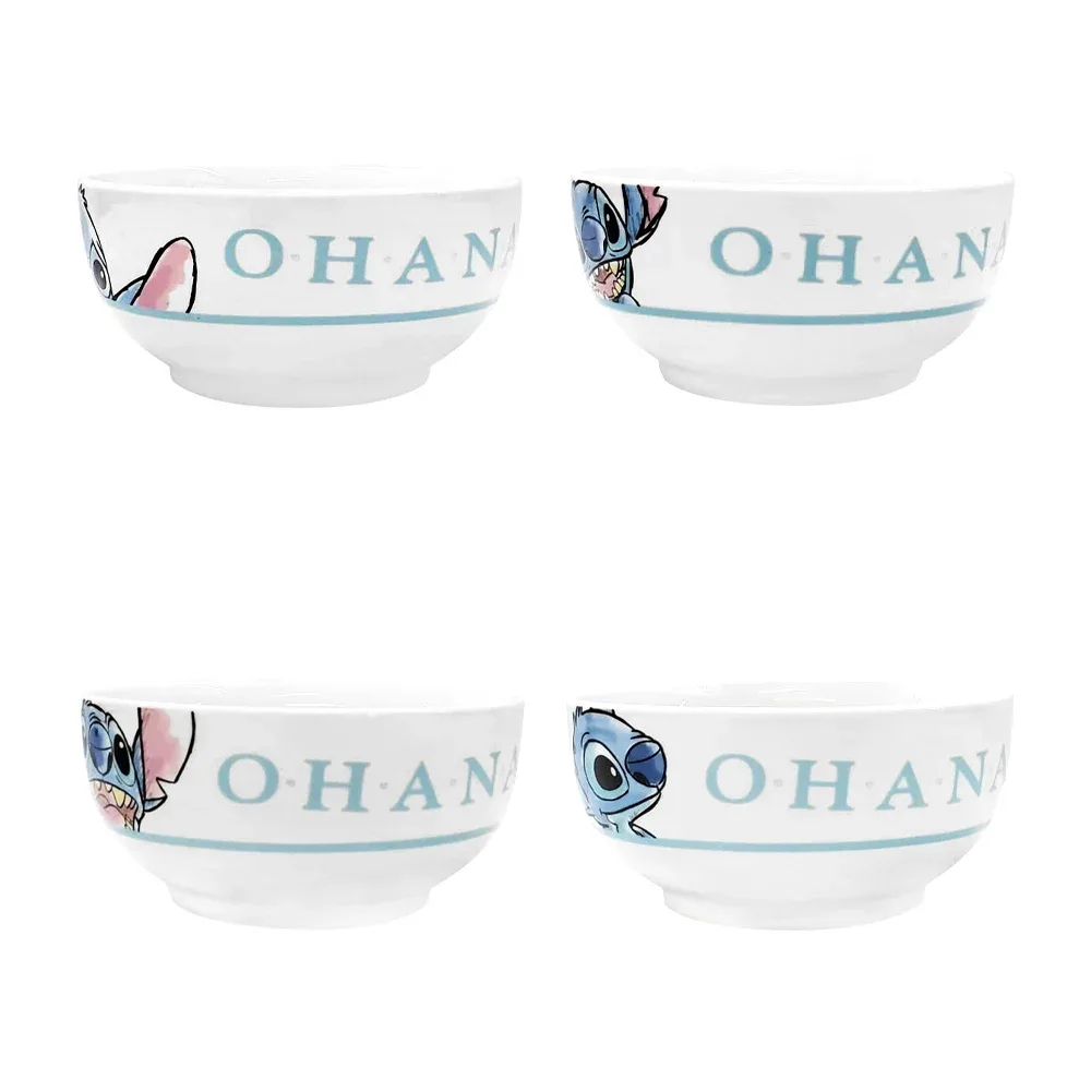 Vajilla coleccionable de porcelana con diseño de stitch y 12 piezas en platos 23cm, tazones 13.5cm y tazas de 330ml, variedad de diseños / 2415-3585