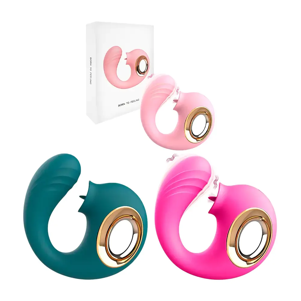 Dildo vibrador + lengua para chicas, 12 modos de movimiento, variedad de colores