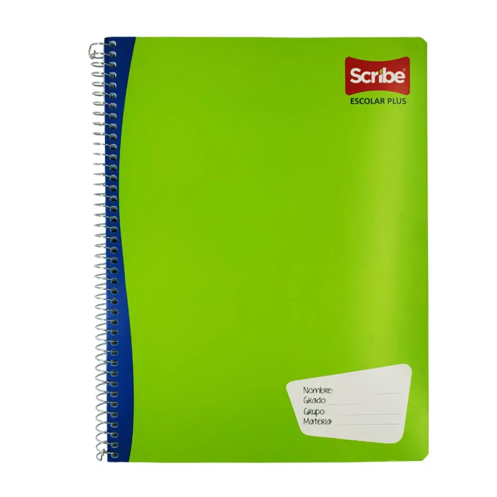 Libreta / cuaderno profesional scribe cuadro grande con 100 hojas y espiral metálico, variedad de colores