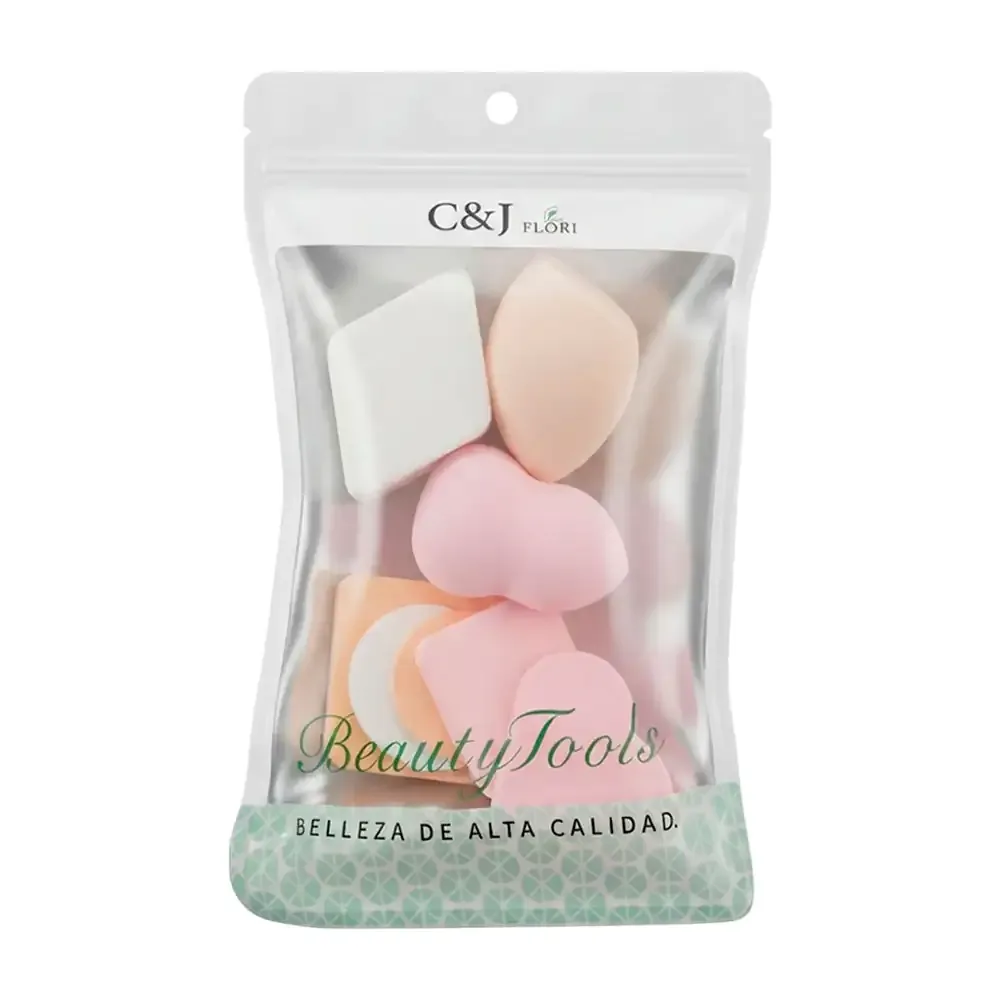 Paquete c&j flori con 8 esponjas aplicadoras de maquillaje en diversas formas
